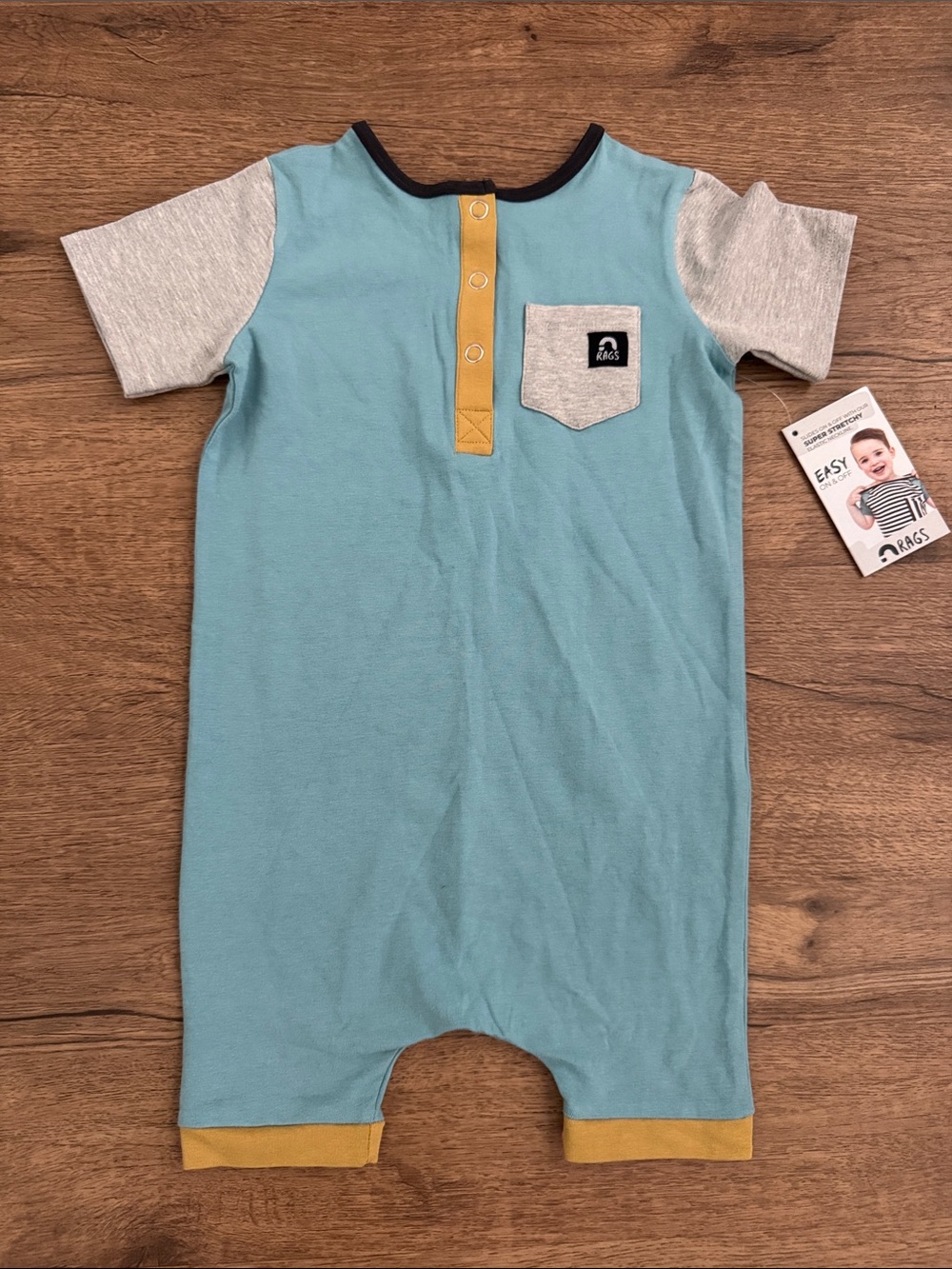 NWT Rags to Raches Teal One-Piece with Mustard Accents